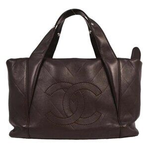 Chanel Brown Lambskin Chevron Handbag